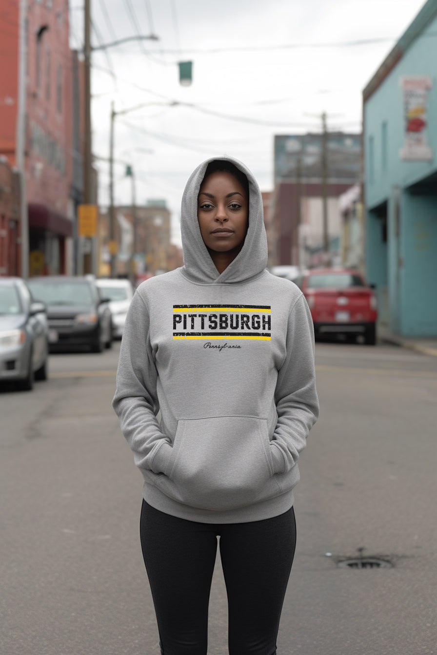 NATIVE 412 "Pittsburgh, Pennsylvania" (Vintage look) Grey Hoodie