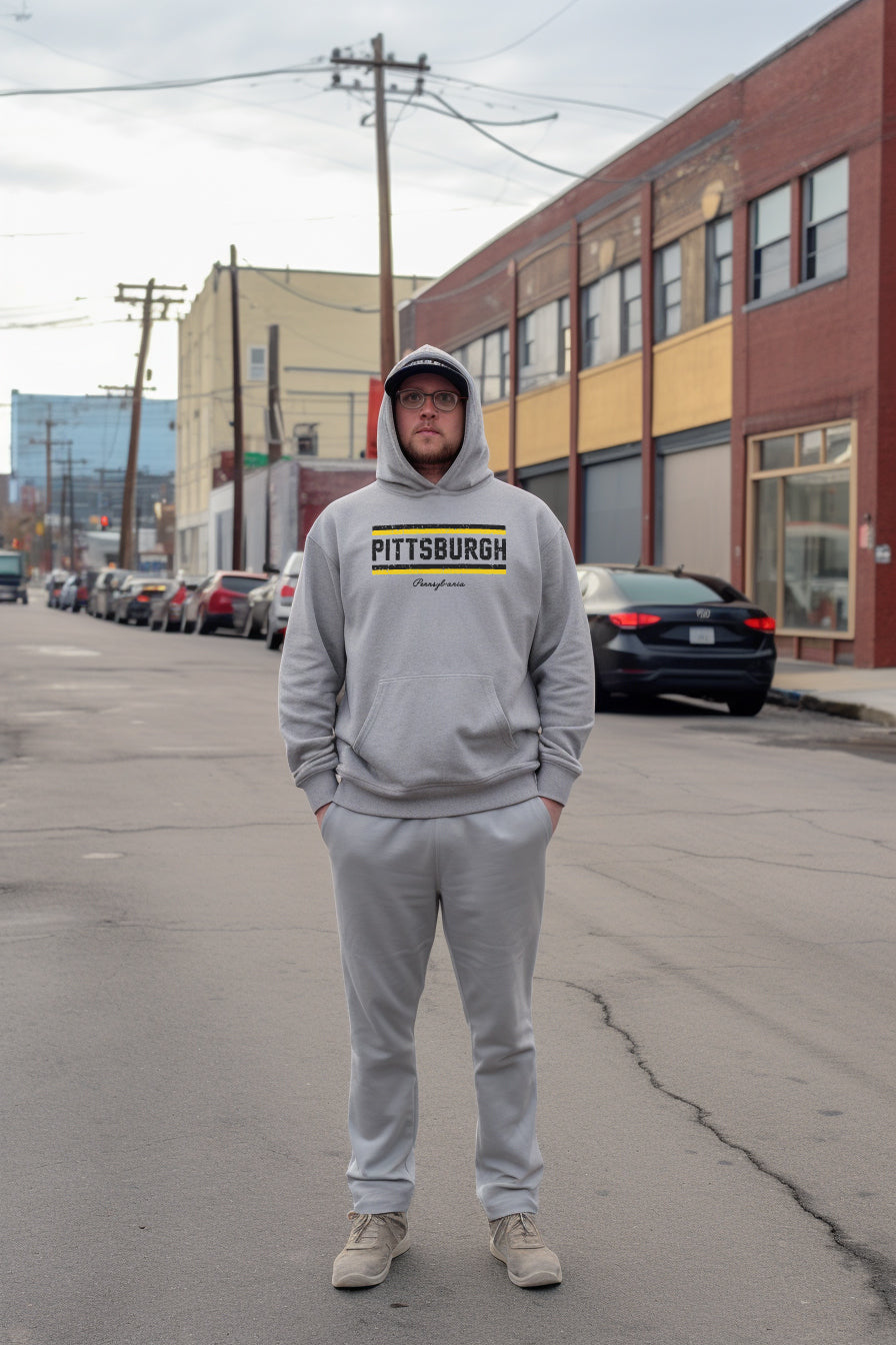 NATIVE 412 "Pittsburgh, Pennsylvania" (Vintage look) Grey Hoodie