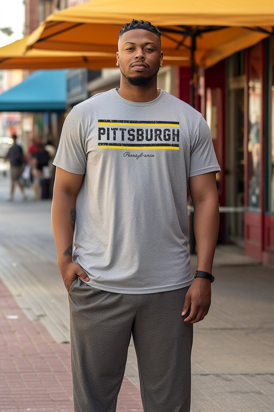 NATIVE 412 "Pittsburgh, Pennsylvania" (Vintage look) Athletic Grey T-Shirt