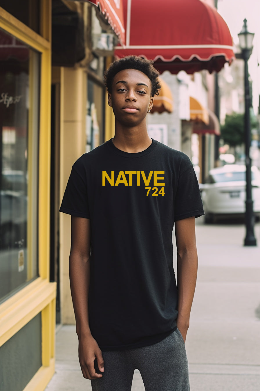 NATIVE 724 Classic Black & Gold T-Shirt
