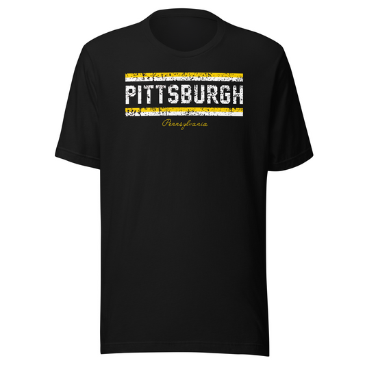 NATIVE 412 Pittsburgh Pennsylvania Distressed Black T-Shirt